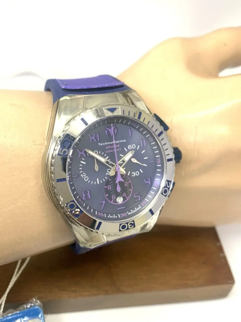 Technomarine Men's Watch TM-115013 Swiss Quartz Chronograph Blue Purple 46mm